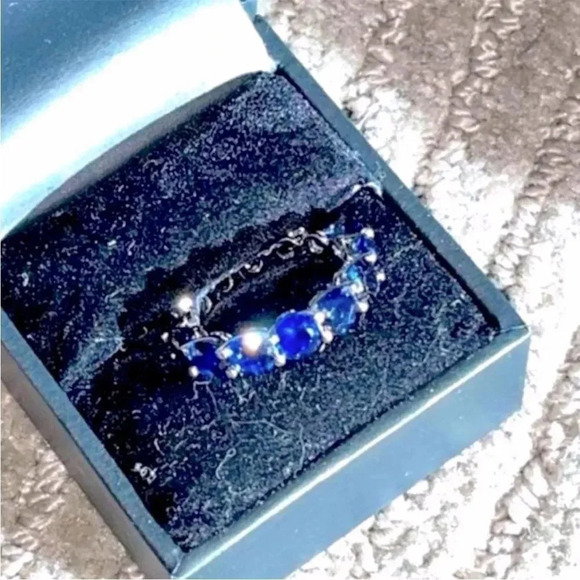 LULEA ROUND BLUE SAPPHIRE ETERNITY BAND SIZE 7 4CTW NORDSTOM EXCLUSIVE - Picture 5 of 10